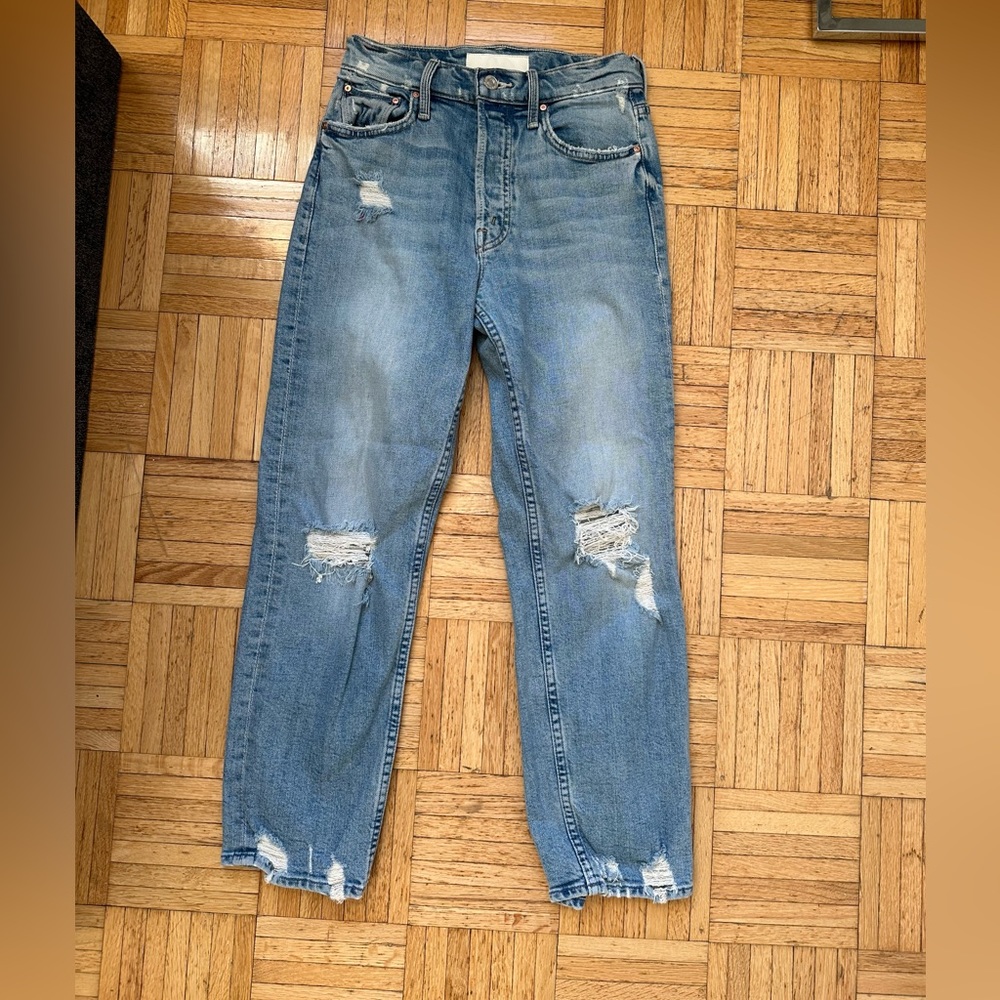 MOTHER cropped distressed jeans
